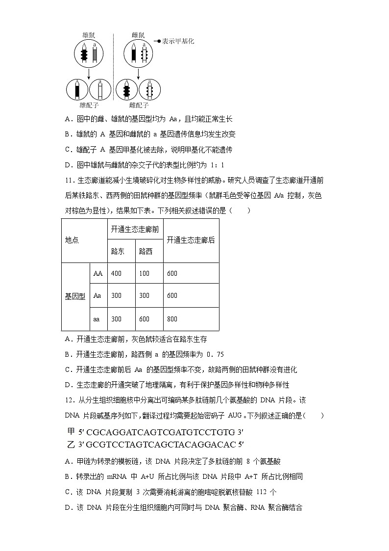 2023届江苏省南通市海门中学高三模拟测试生物题（含解析）03