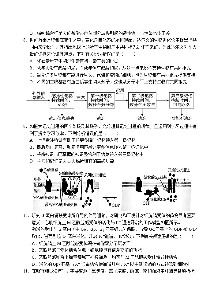 2023湖北省高三下学期高考冲刺模拟试卷（八）生物含解析03