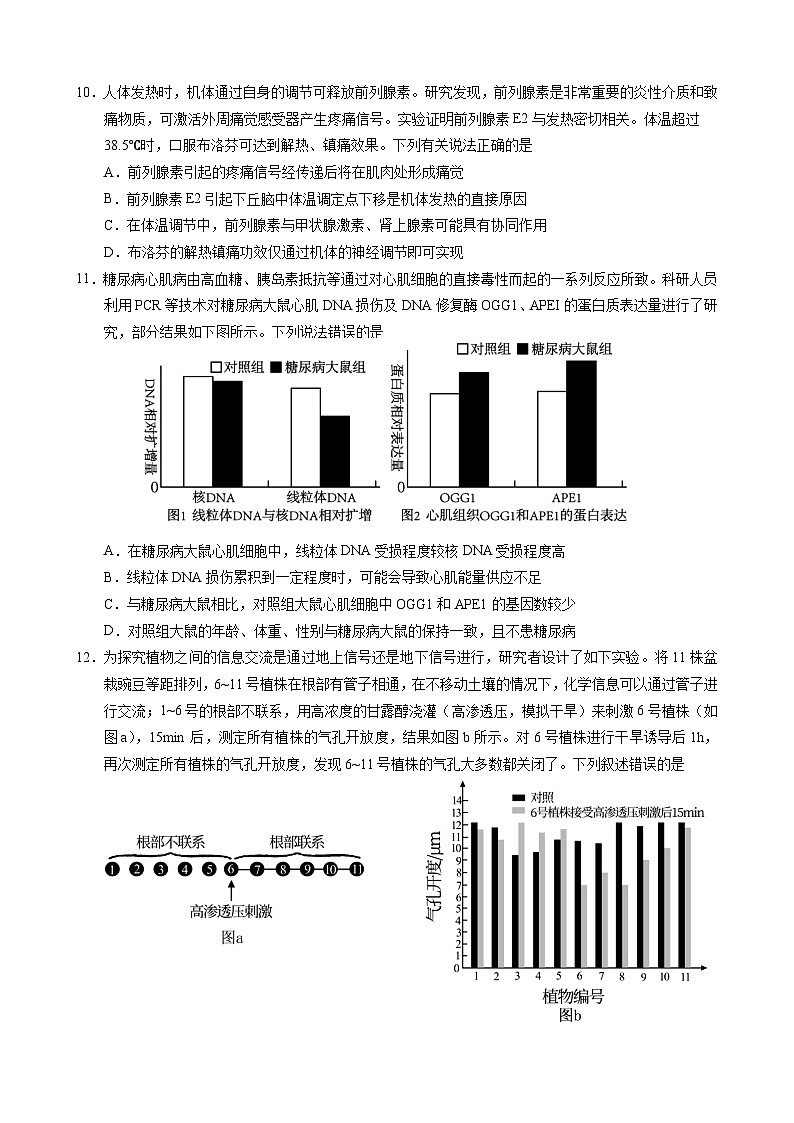 2023荆州沙中学高三下学期6月适应性考试生物试题含解析03