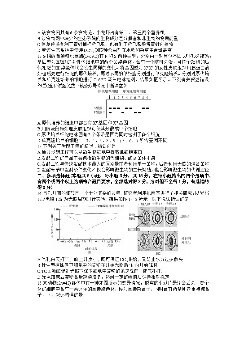 2023衡水中学高三下学期第五次综合素养测评生物试题含答案03
