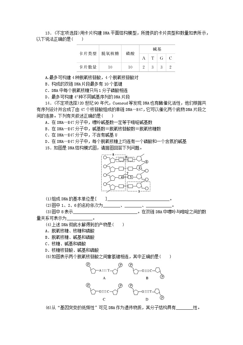 新教材2023版高中生物课后分层检测案10DNA的结构新人教版必修2第3页