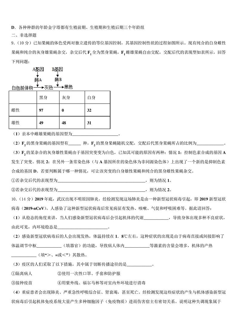 2023学年天津市红桥区高考适应性考试生物试卷(含解析)03