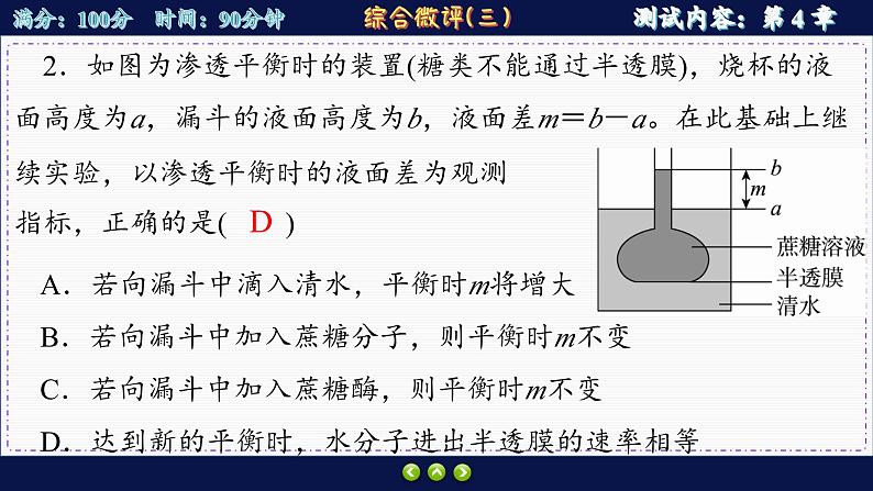 人教版生物必修1 综合测评3（课件PPT）04