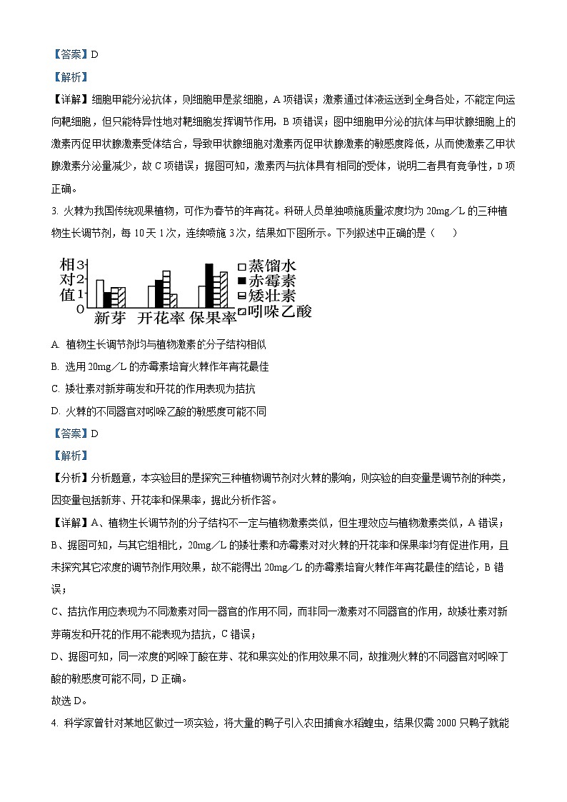 2022盐城响水中学高二下学期期末考试生物试题含解析02