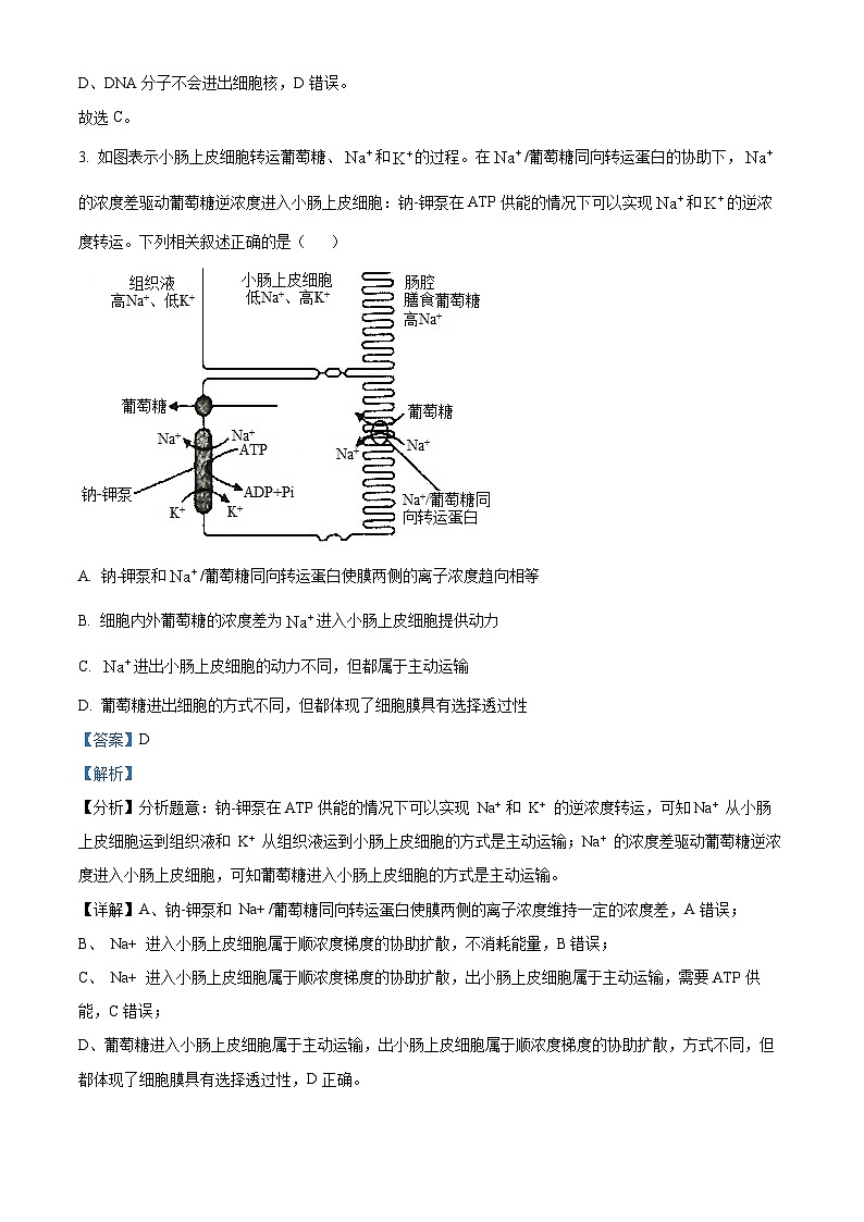 2022宿迁高二下学期期末考试生物试题含解析02