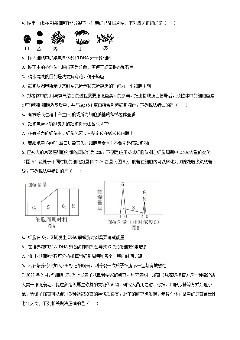 2022宿迁高二下学期期末考试生物试题含解析02