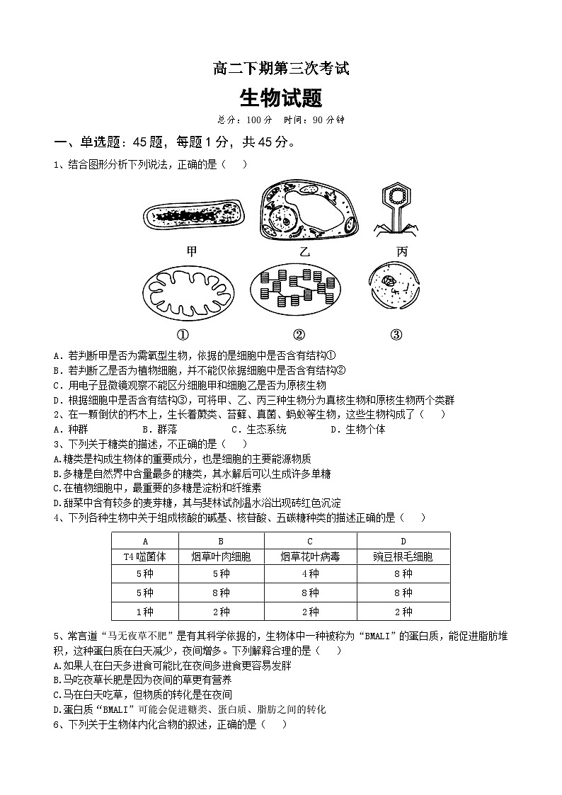 高二下期第三次考试生物科.docx第1页