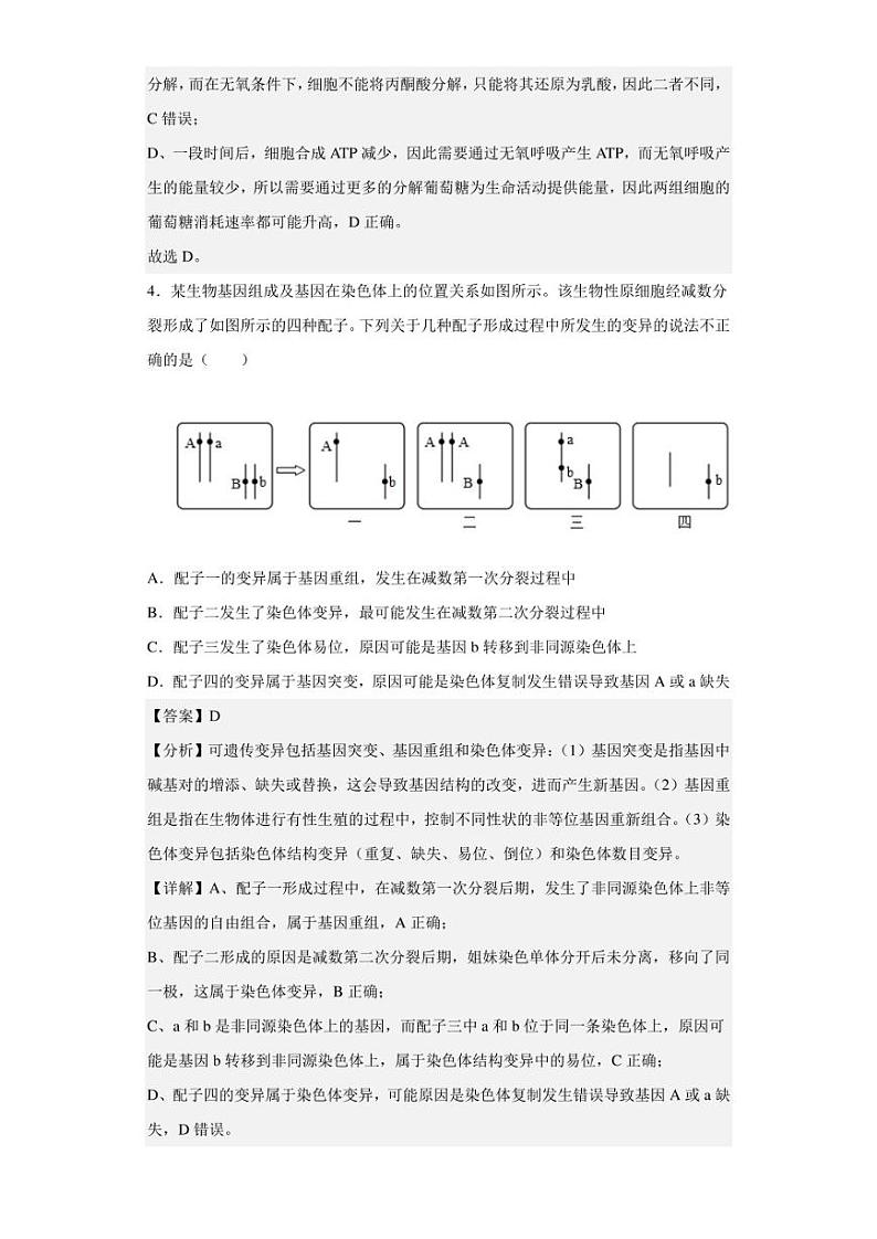 2023届陕西省西安市周至县高考第一次模拟考试理科综生物试题（解析版）第3页