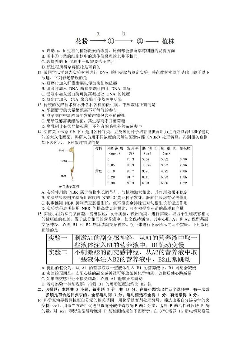 辽宁省大连市2023届高三上学期12月期末双基测试生物试卷+答案第3页