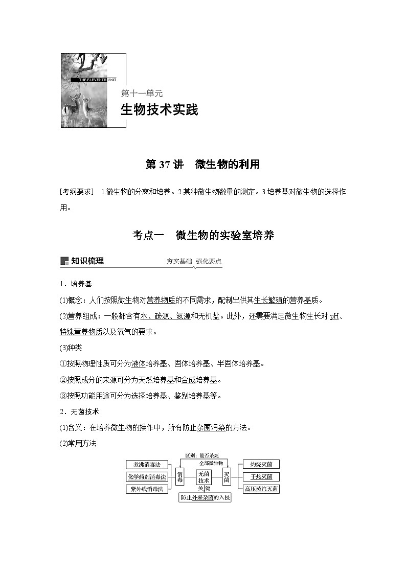 高考生物复习小专题 37-微生物的利用第1页