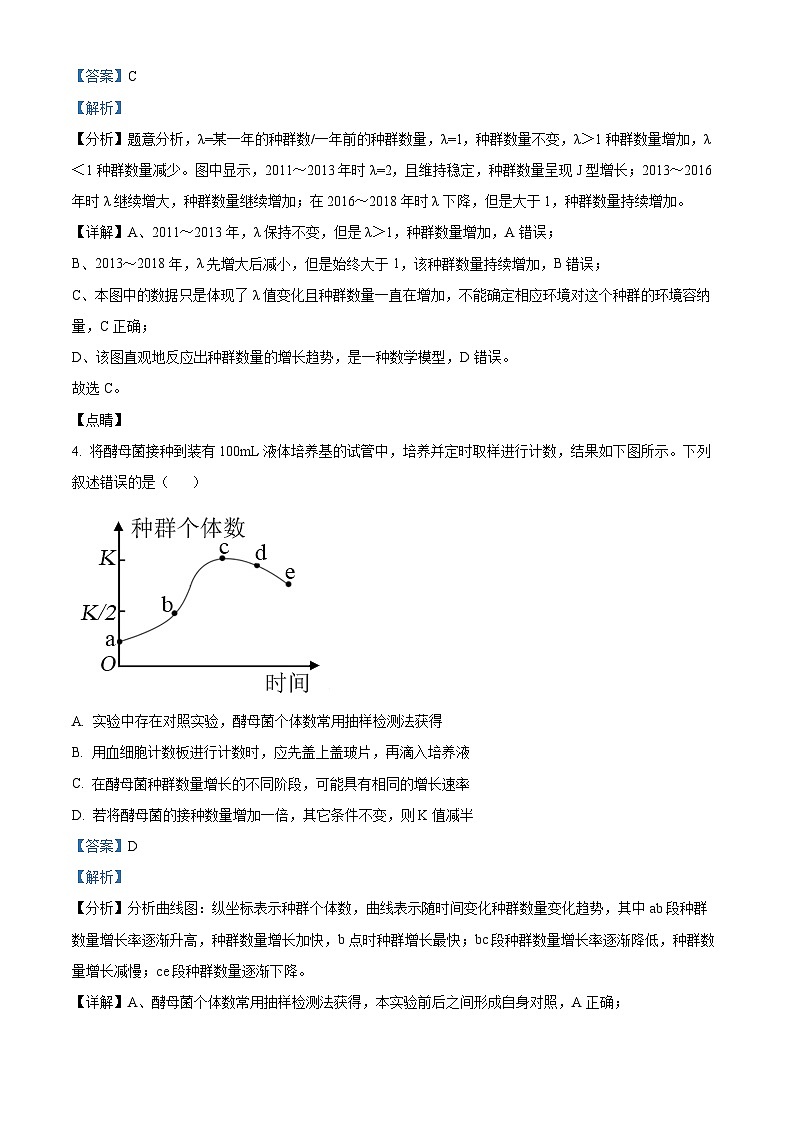 安徽省亳州市二中2021-2022学年高二生物下学期期末试题（Word版附解析）03