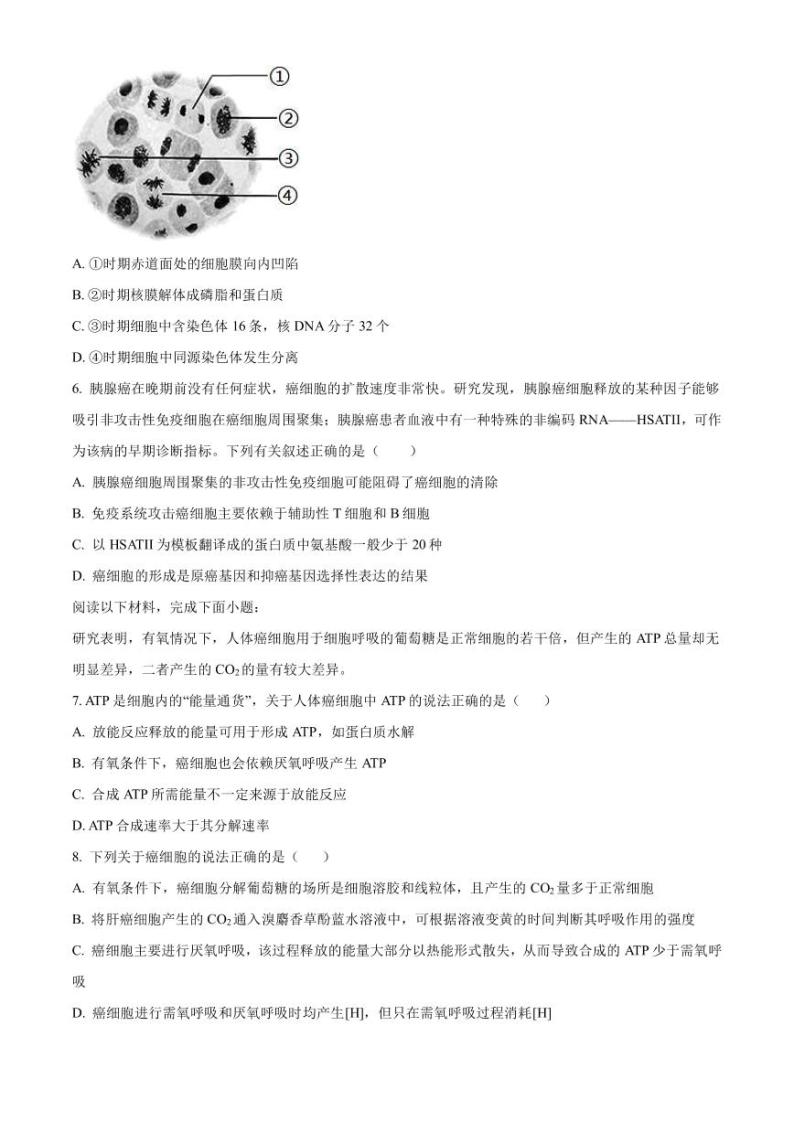 2023届浙江省绍兴市上虞市高三第二次适应性考试生物试题PDF版含答案02