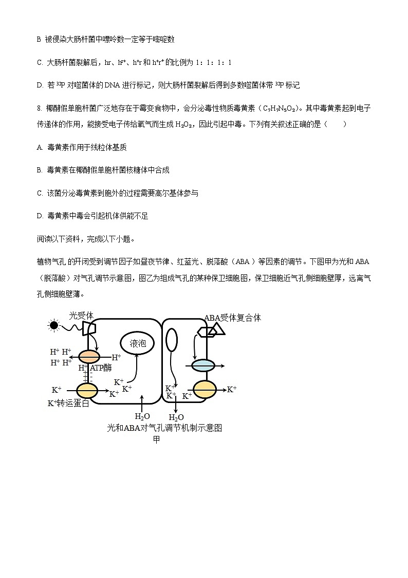2023届浙江省金华市东阳市高三5月模拟考试生物试题含答案第3页