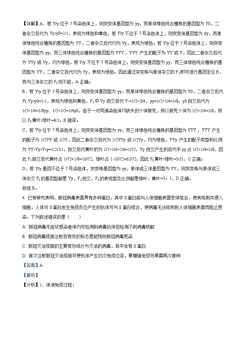 四川省南江中学2023届高三生物下学期模拟训练十二试题（Word版附解析）第3页