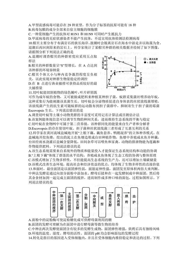 2023届山东省济南市5月高三针对性训练（三模）生物试题03