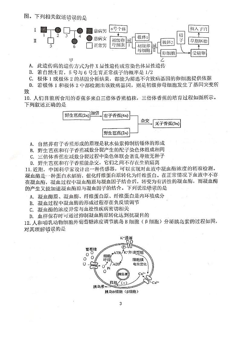 湖北省恩施州教育联盟2022-2023高三上学期期末联考生物试卷+答案第3页