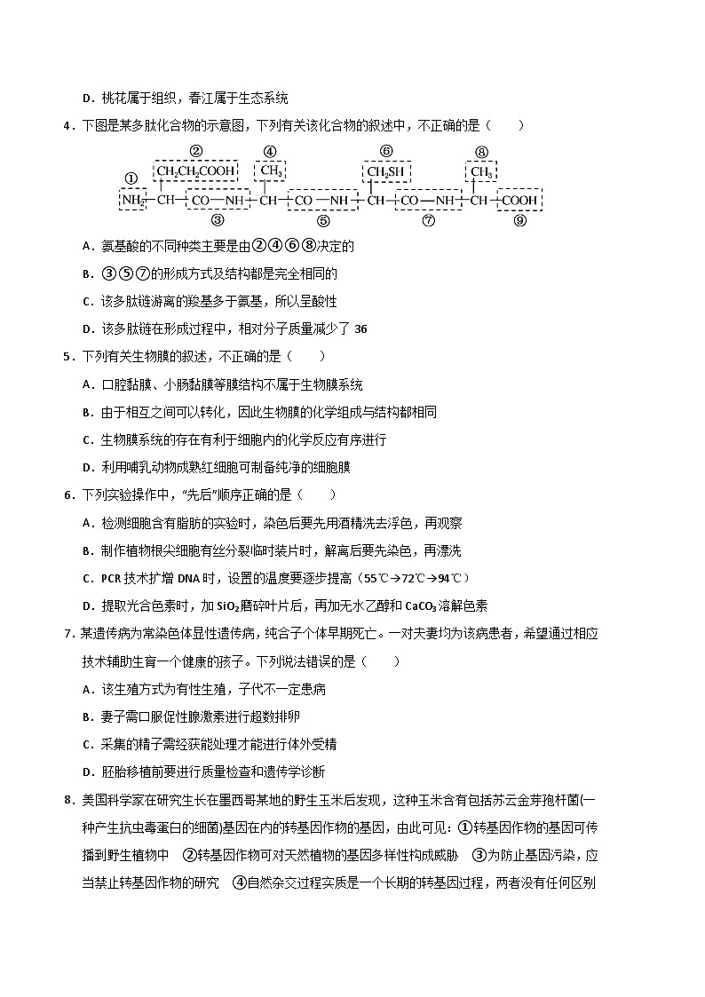2022-2023学年高二下学期期末考前必刷卷：生物学02卷（考试版）A4第2页