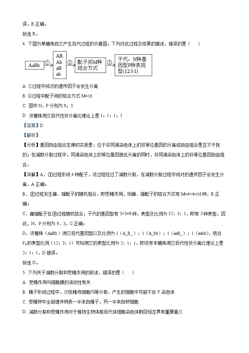 四川省成都市实验外国语学校2022-2023学年高一生物下学期期末考试试题（Word版附解析）03