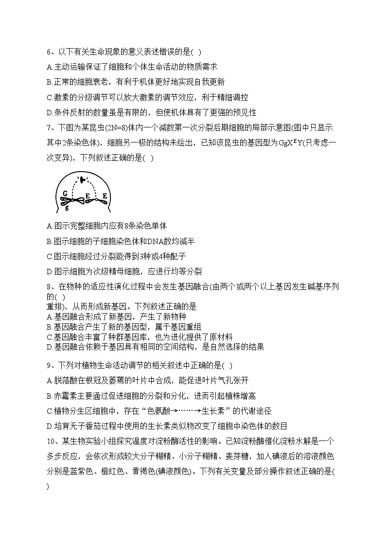 辽宁省鞍山市普通高中2023届高三下学期第二次质量检测生物试卷（含答案）02