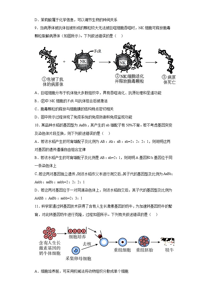 2023届河北省唐山市开滦二中高三保温考试生物试题（含解析）03