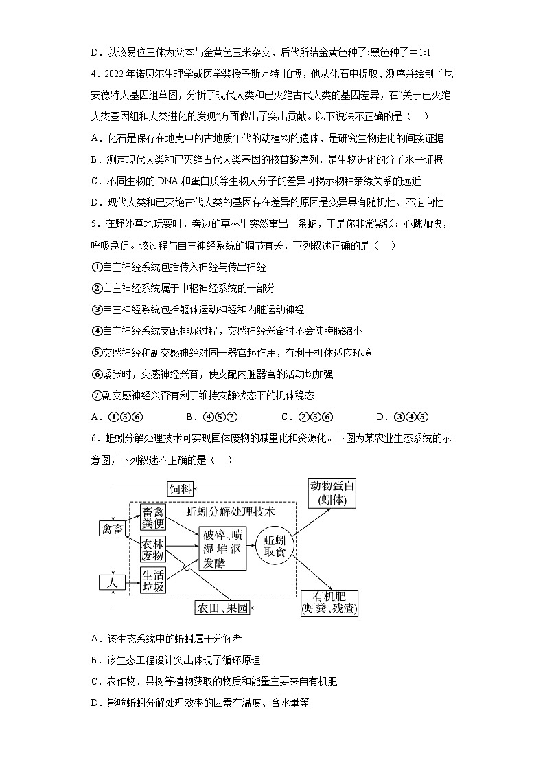 2023届山西省阳泉市一中高三模拟预测生物试题（含解析）02