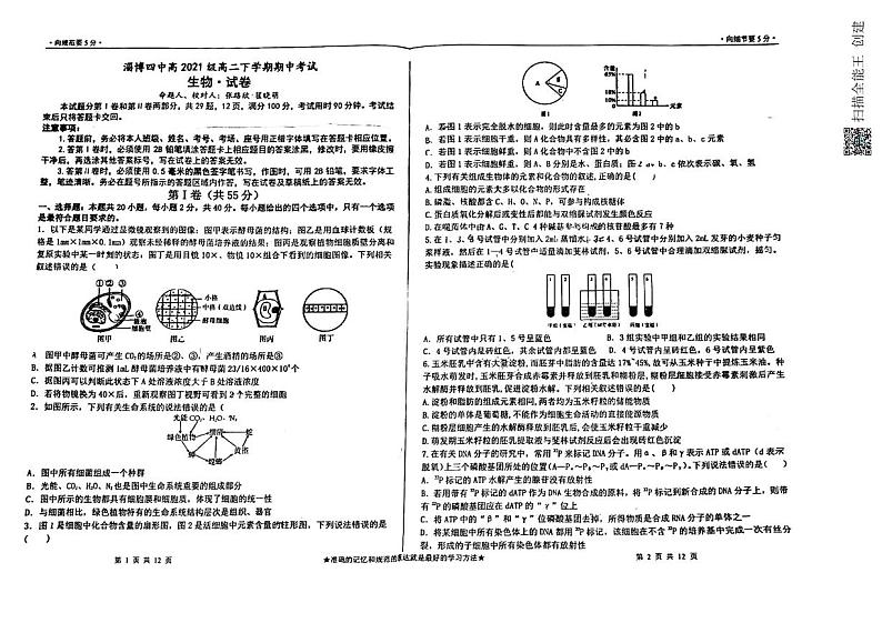 山东省淄博市第四中学2022-2023学年高二下学期期中考试生物试题01