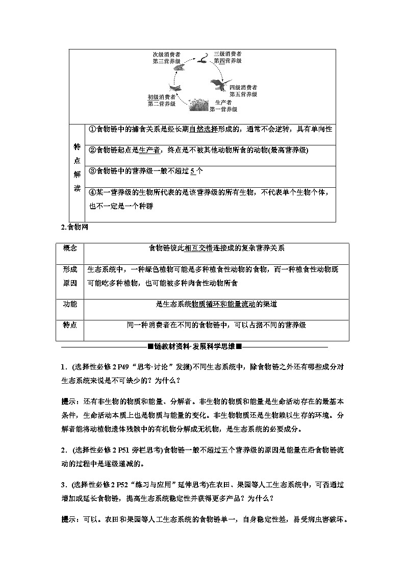 2024届人教版高考生物一轮复习生态系统的结构和能量流动学案03