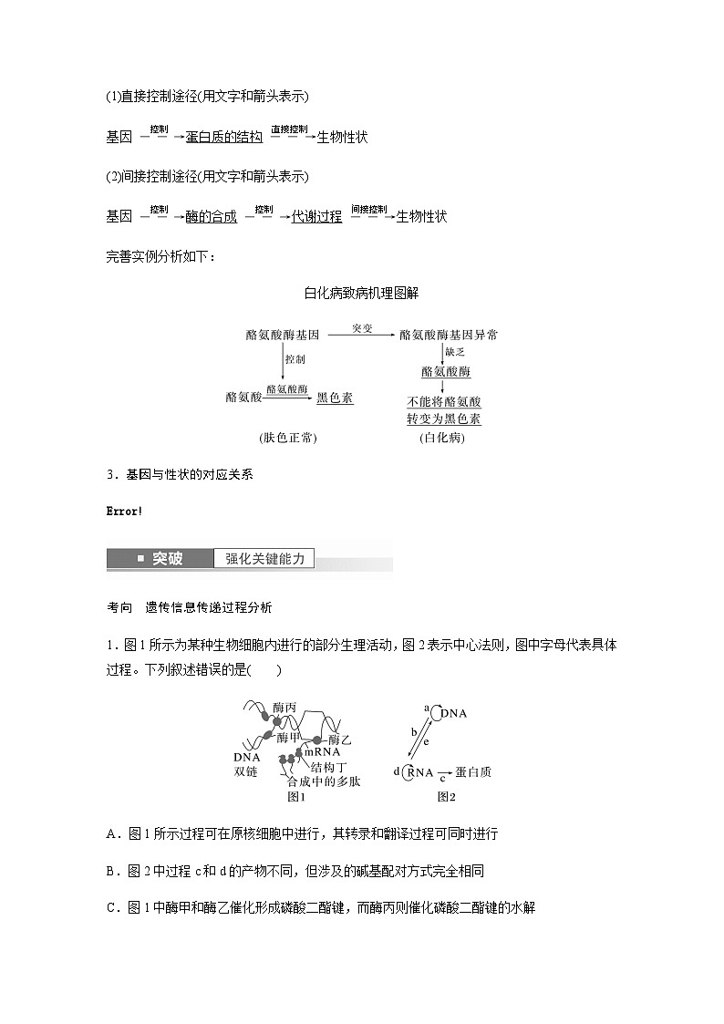 2024届苏教版高考生物一轮复习中心法则、细胞分化的本质与表观遗传学案02