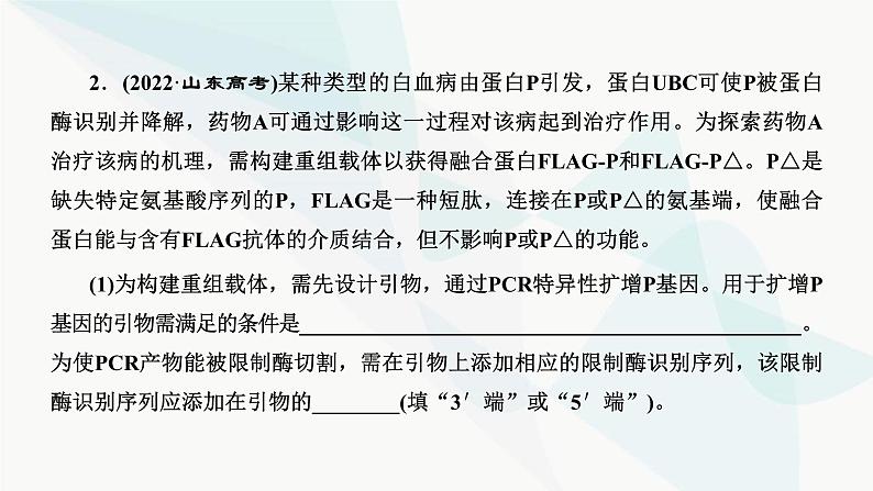 人教版2024届高考生物一轮复习重点研究“基因工程操作中限制酶的选择和PCR技术”课件第6页