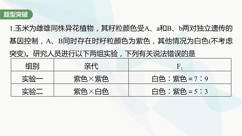 苏教版2024届高考生物一轮复习自由组合定律中的特殊比例和实验探究课件08