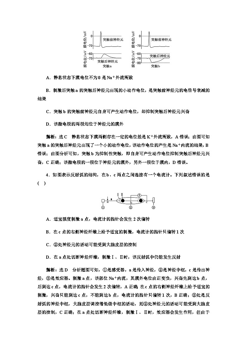 2024届人教版高考生物一轮复习神经调节中膜电位变化分析与相关实验探究作业含答案第2页