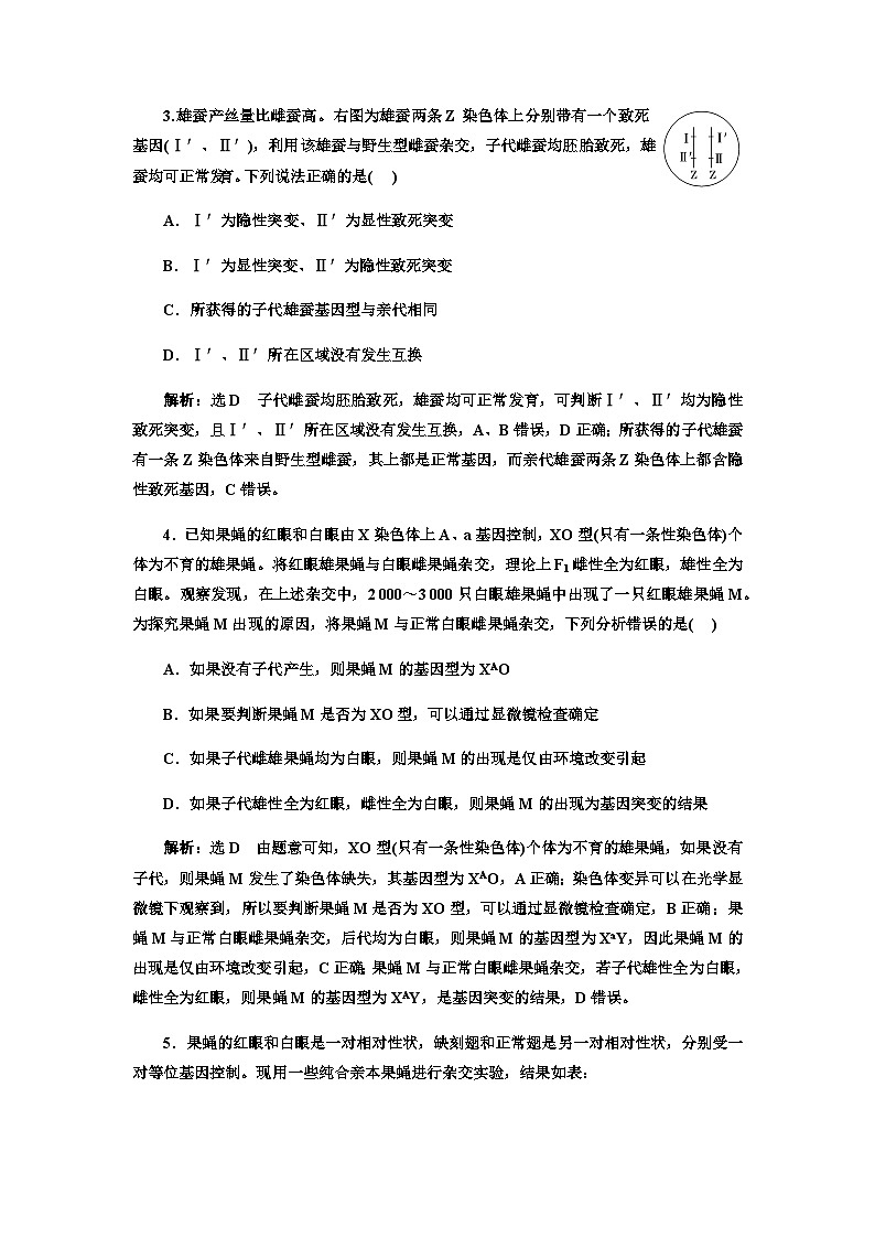 2024届人教版高考生物一轮复习生物变异的实验设计及分析作业含答案第2页
