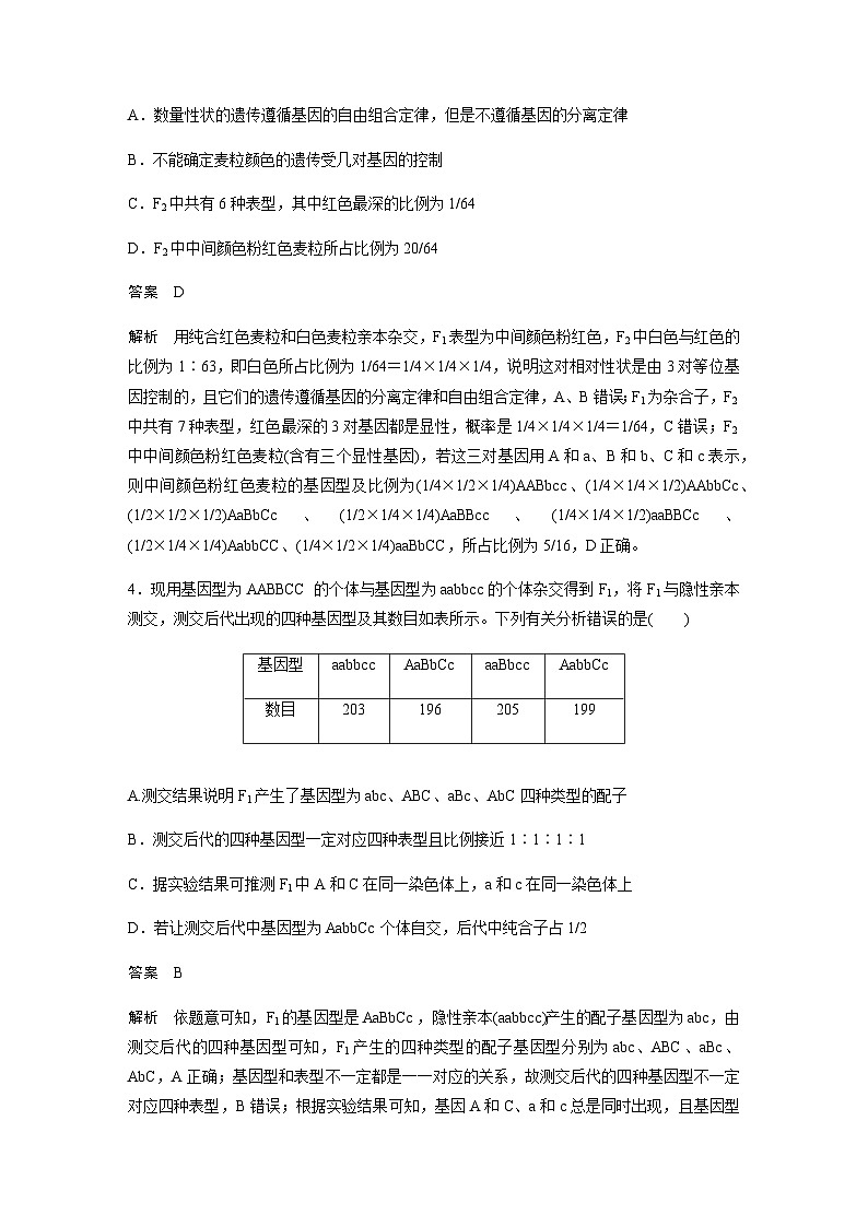 2024届苏教版高考生物一轮复习自由组合定律中的特殊比例和实验探究作业含答案第2页