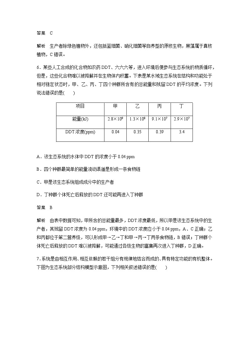 2024届苏教版高考生物一轮复习生态系统的物质循环和信息传递作业含答案第3页