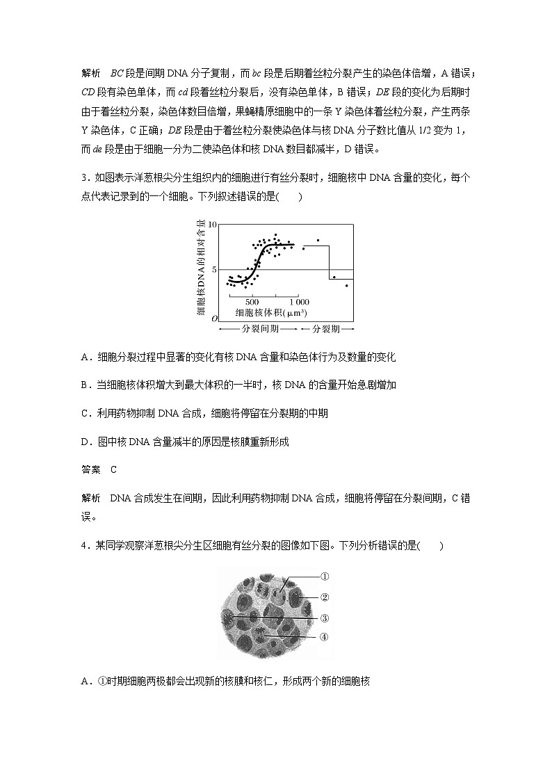 2024届苏教版高考生物一轮复习有丝分裂过程中的相关变化及观察实验作业含答案第2页