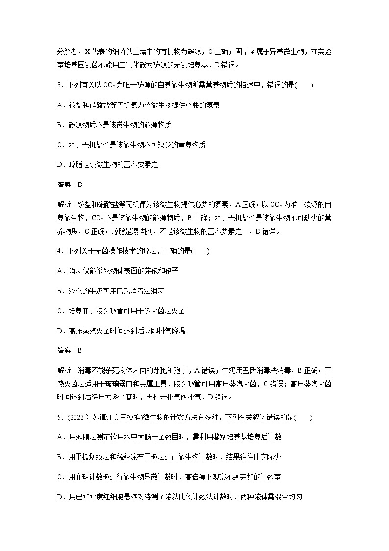 2024届苏教版高考生物一轮复习发酵工程的培养基与无菌技术作业含答案第2页