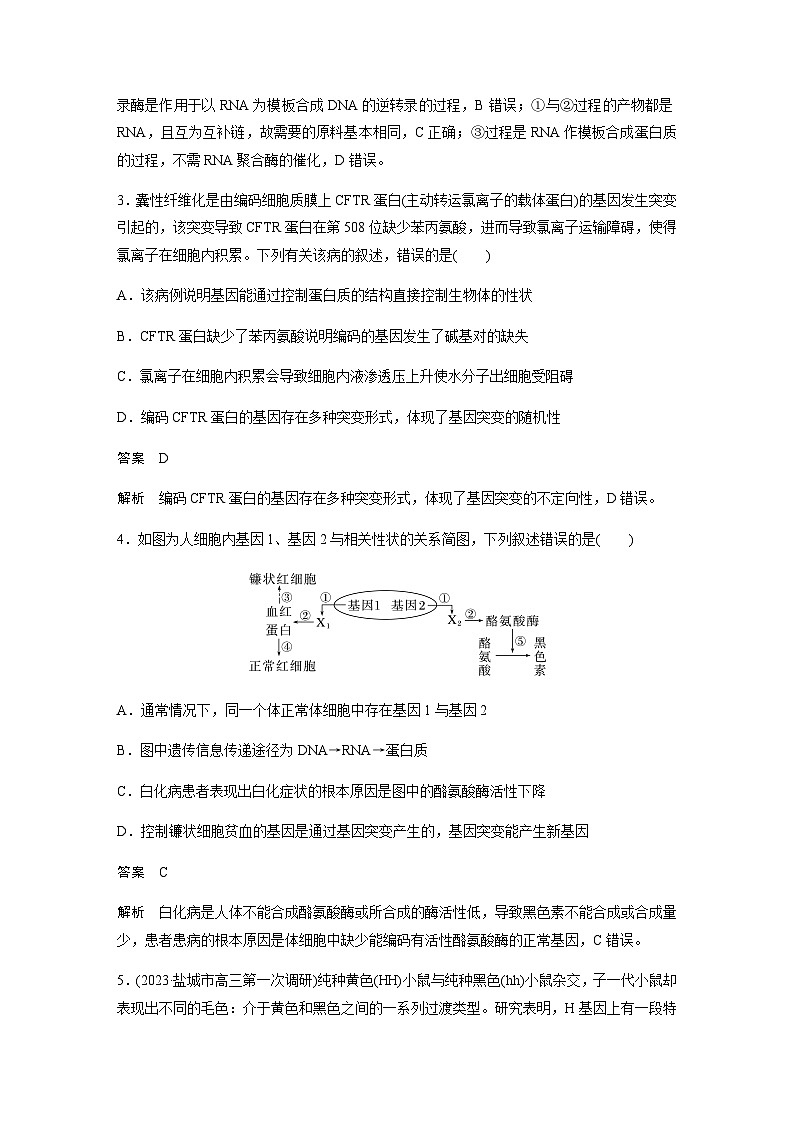 2024届苏教版高考生物一轮复习中心法则、细胞分化的本质与表观遗传作业含答案第2页