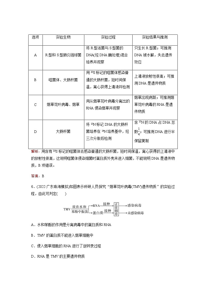 人教版2024届高考生物一轮复习DNA是主要的遗传物质作业含答案第3页