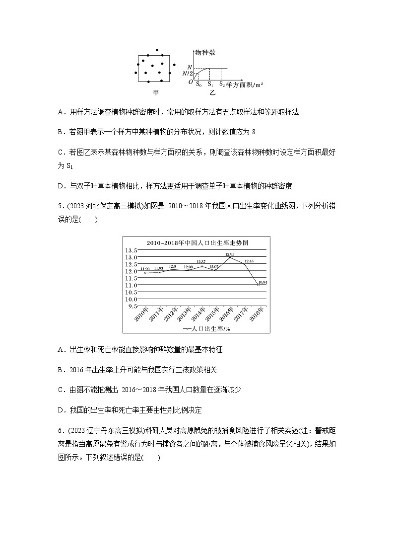 人教版2024届高考生物一轮复习种群的数量特征作业含答案第2页