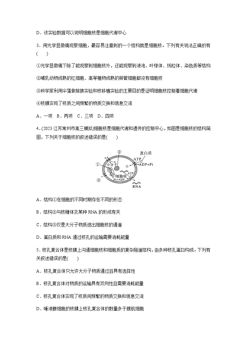 人教版2024届高考生物一轮复习细胞核的结构和功能作业含答案第2页