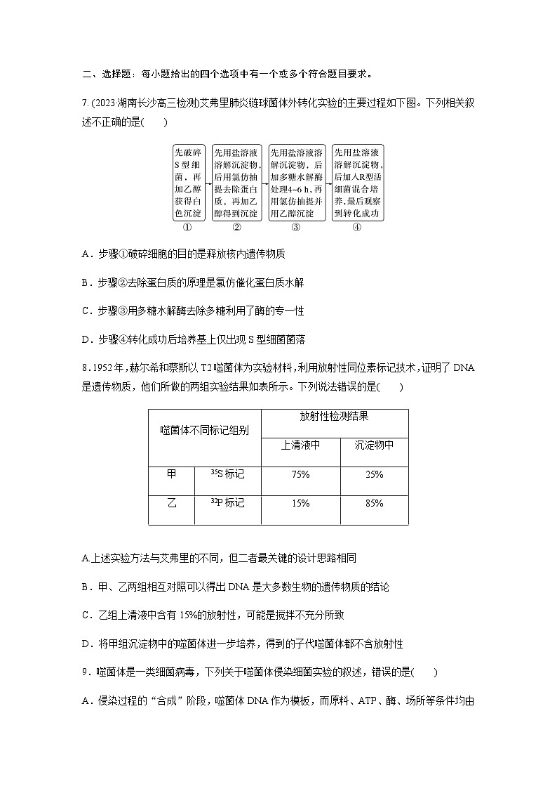 人教版2024届高考生物一轮复习DNA是主要的遗传物质作业含答案第3页