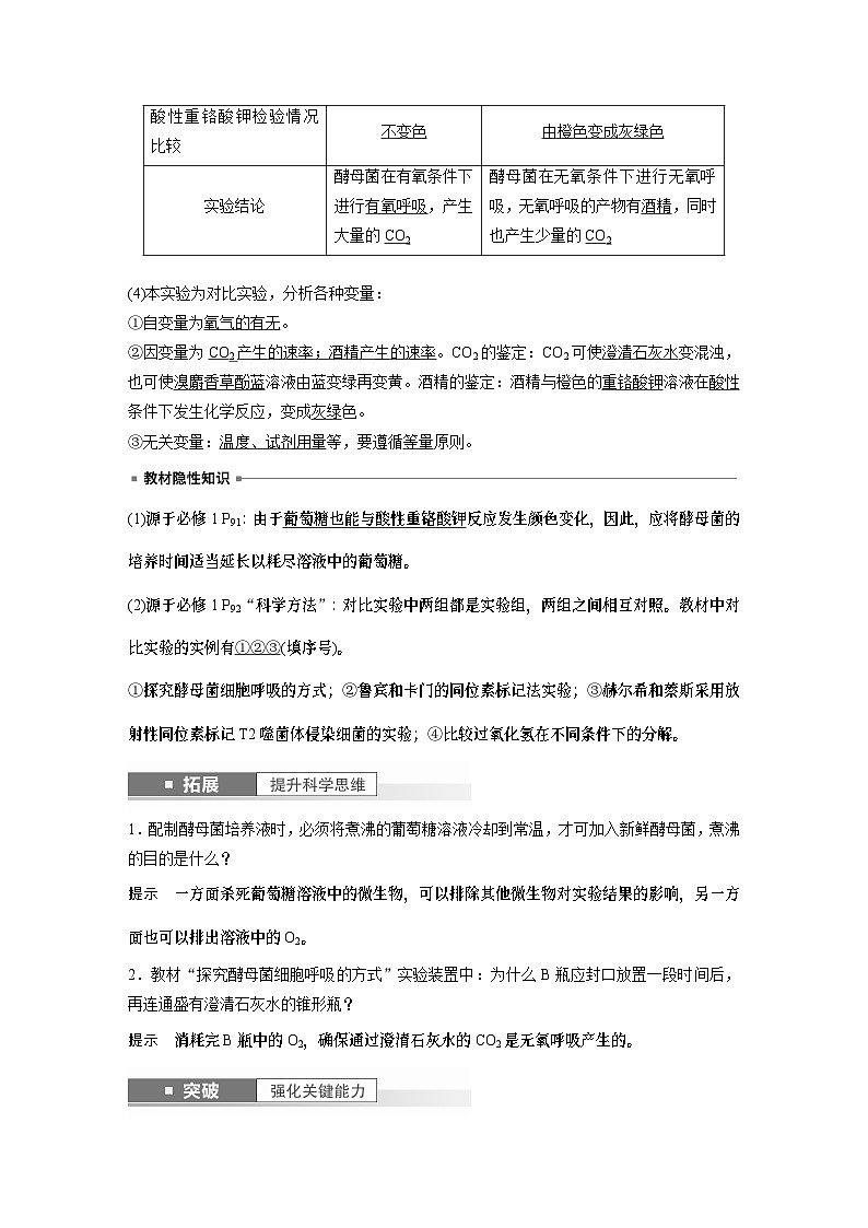 2024年高考生物一轮复习（新人教版） 第3单元　第3课时　细胞呼吸的方式和过程 练习课件02