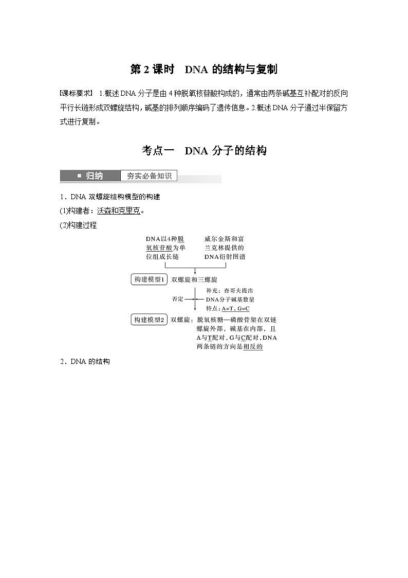 2024年高考生物一轮复习（新人教版） 第6单元　第2课时　DNA的结构与复制第1页