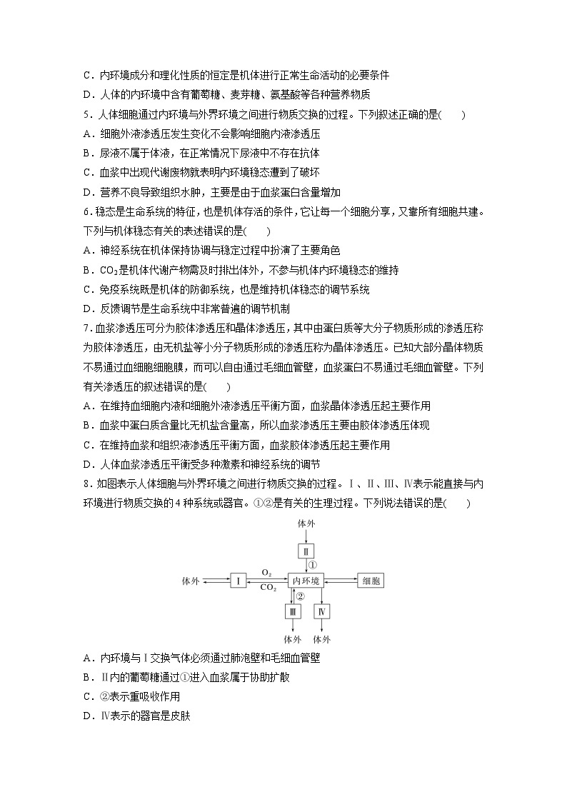 2024年高考生物一轮复习（新人教版） 第8单元　第1课时　人体的内环境与稳态 练习课件02