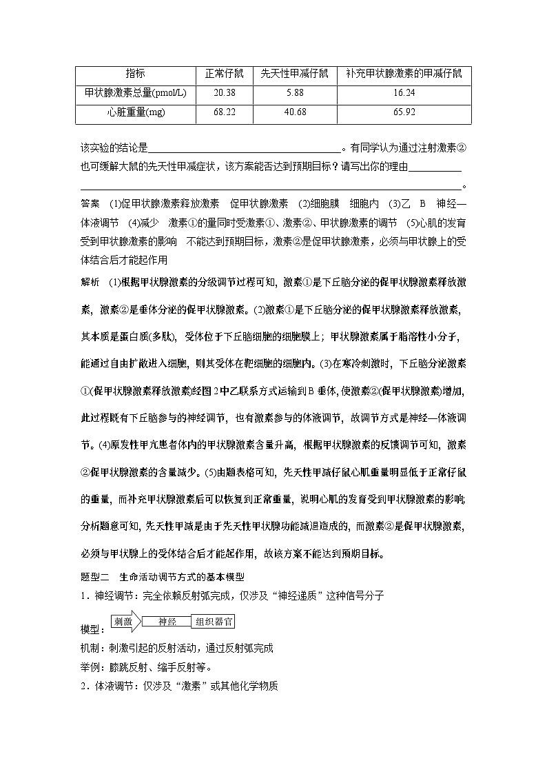 2024年高考生物一轮复习（新人教版） 第8单元　微专题六　动物生命活动调节模型的构建和分析03