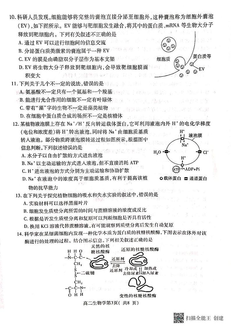河南省许昌市2022-2023学年高二下学期期末考试生物试题03