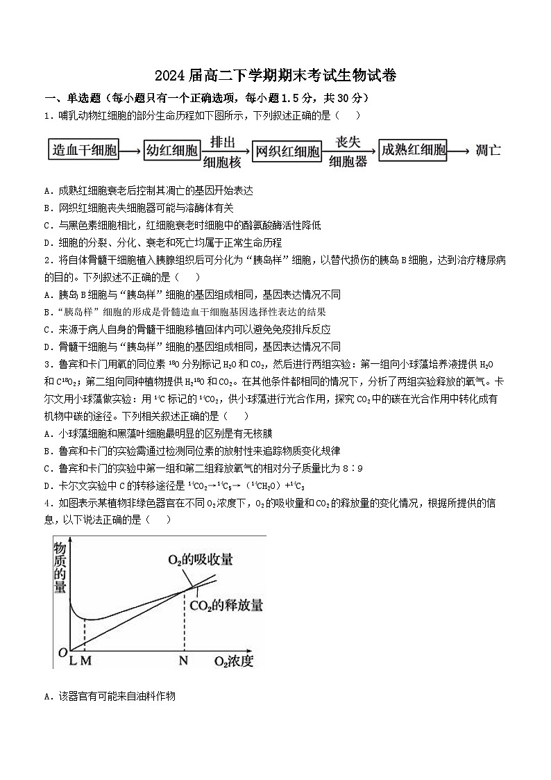 江西省宜春市一中2022-2023学年高二下学期期末生物试题01