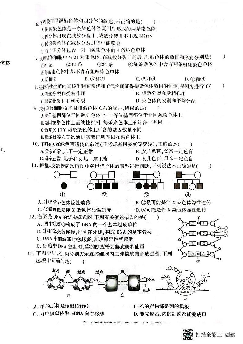 安徽省北京师范大学芜湖附属学校2022—2023学年高一下学期期末考试生物试题第2页