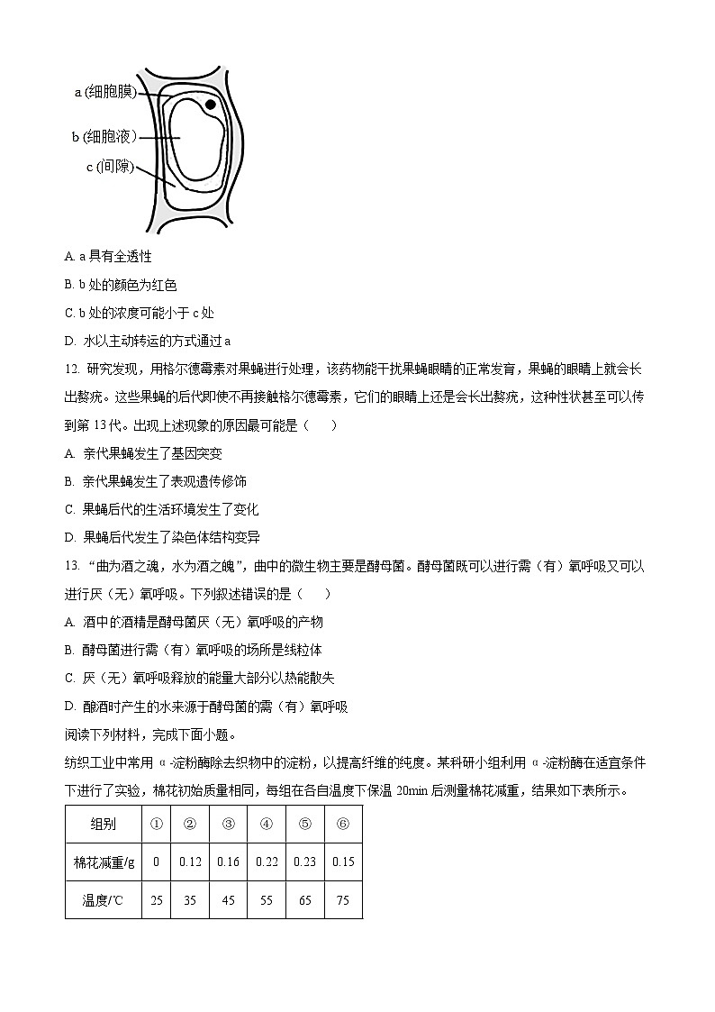 2023杭州高一下学期期末生物试题含解析03