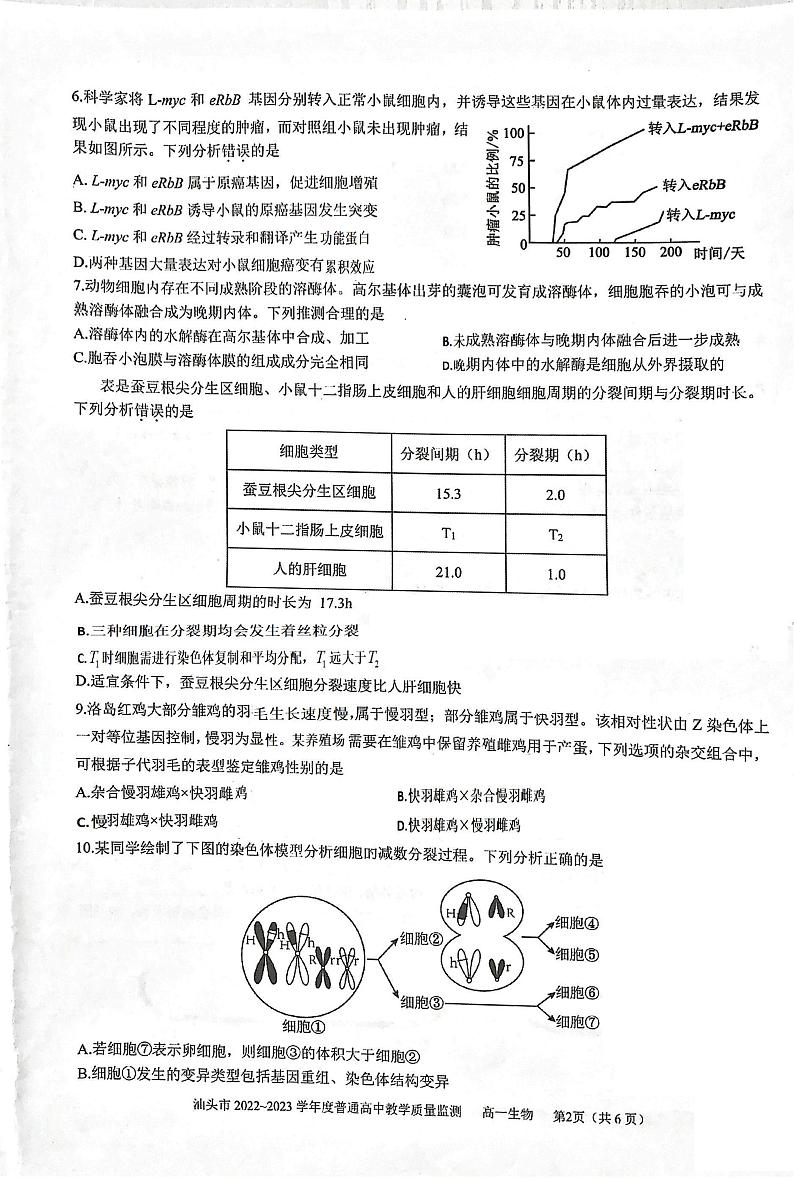 广东省汕头市2022-2023学年高一下学期期末考试生物试题02